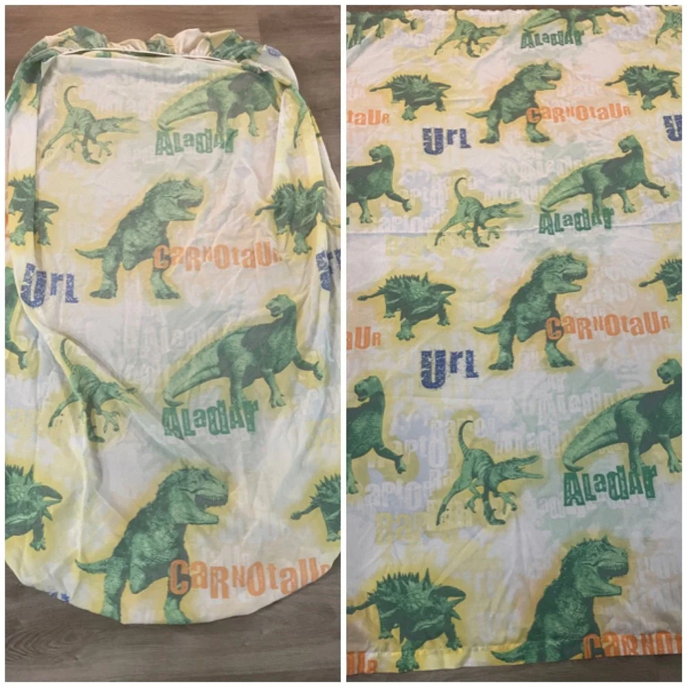 Vintage Disney Dinosaur Sheets Twin 2000 Aladar Carnotaur Movie Flat Fitted Y2K